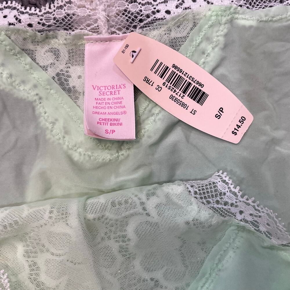 Victoria's Secret NWT Dream Angels Lace Bra and Panty Set Green Shimmer 32DDD/S - Picture 8 of 8